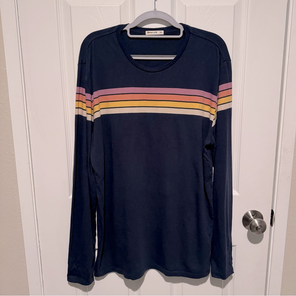 L/S Marine Layer Shirt - size Marge - Navy Blue w/Stripes